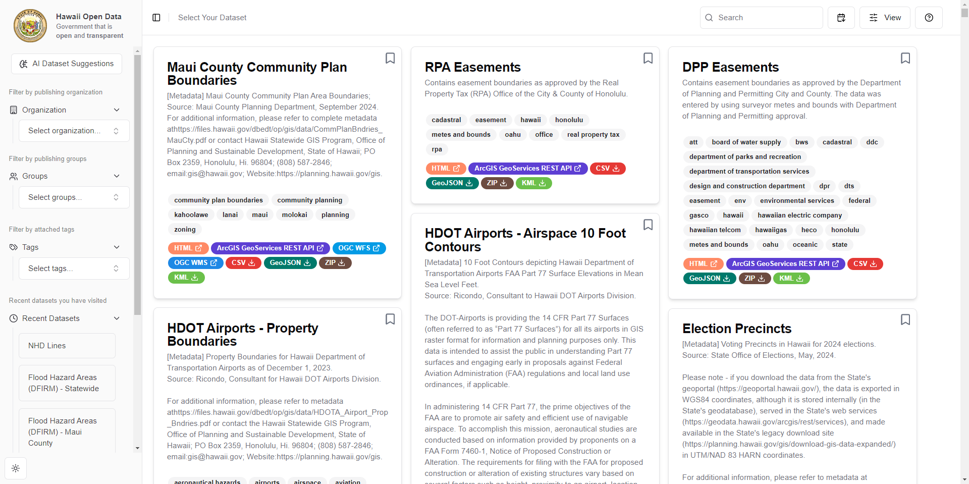 Hawaii Open Data Main Page